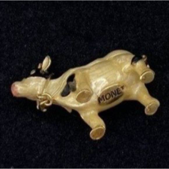 Monet Black and Gold Cow Hinged Trinket Box - Picture 3 of 4